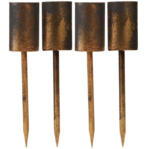 Floristik24 Kynttilänjalka tikkokynttiläille Ø28mm pin antiikkikulta 4kpl