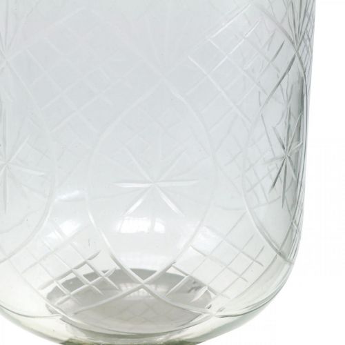 Floristik24 Lyhty lasikynttilänjalka Antiikkisen näköinen hopea Ø11,5cm K42,5cm