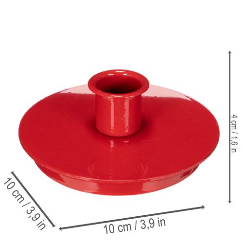 Kompaktit punaiset metalliset kynttilänjalat 10 cm:n kartiokynttilöille, 2 kpl | Floristik24.fi
