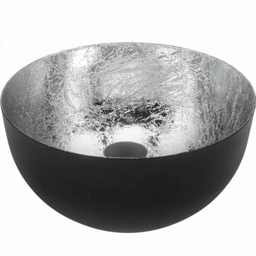 Floristik24 Kynttilänjalka Musta Hopea Kynttilänjalka Ø13cm K6,5cm