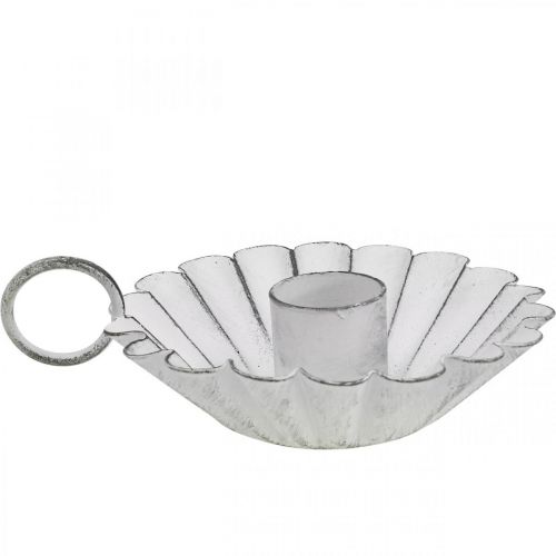 Floristik24 Kynttilänjalka Shabby Chic White Metal Deco Ø9,5cm K3cm
