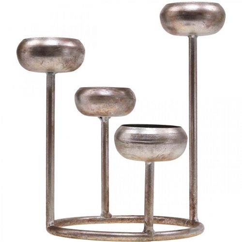 Floristik24 Kynttilänjalka antiikki kynttilänjalka hopea 4 liekkiä Ø19cm