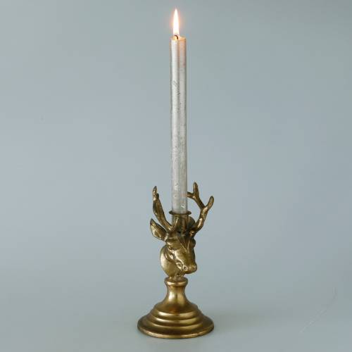 Floristik24 Antiikkisen näköinen kynttilänjalka peuran pää kultainen metalli 19,5cm