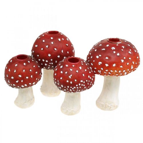 Floristik24 Myrkkysieni kynttilänjalka punainen, valkoinen 4 kynttilän sauvalle 28,5 × 17 × 16 cm