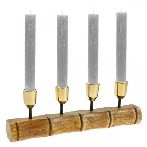 kohteita Kynttilänjalka metallia, mangopuuta, bambun näköinen L29,5cm Ø2,2cm
