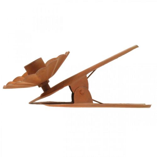 Floristik24 Kynttilänjalka kiinnitykseen, Adventti, metallipatinasta valmistettu kynttiläkoriste Ø8,5cm L16cm