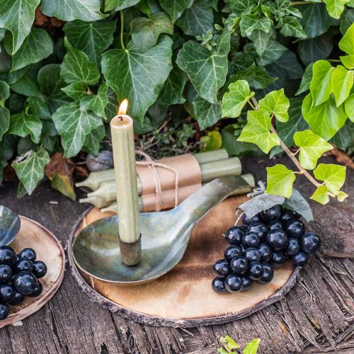 Floristik24 Kynttilänjalka metallinen antiikkisen näköinen lusikka patinalla 25x11x5cm