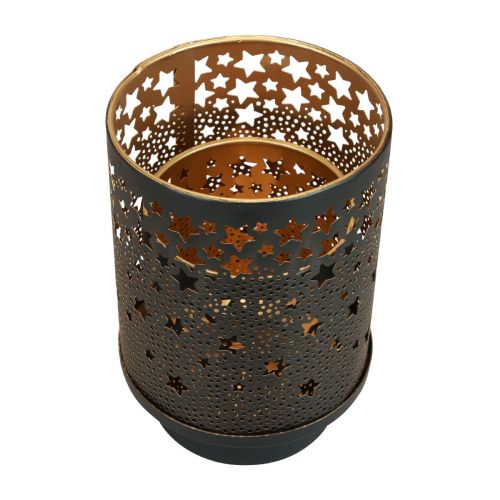 kohteita Metallinen kynttilänjalka musta/kulta tähdet H13,5cm/19cm 2 kpl sarja