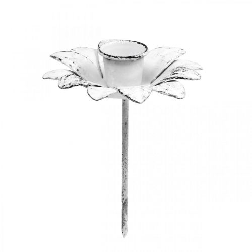 Floristik24 Kynttilänjalka kukka metallinen kynttilänjalka kiinnitettäväksi White Shabby Ø9cm