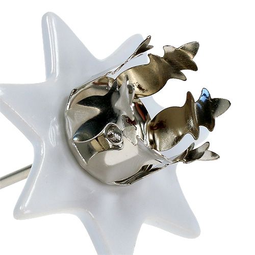 Kynttilänjalka tähti valkoinen-hopea Ø6cm 4kpl
