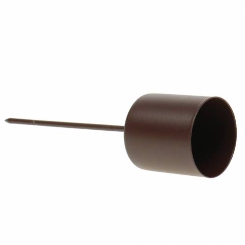 Floristik24 Kynttilänjalka tikkokynttiläille ruskea Ø3,7cm K14cm 4kpl