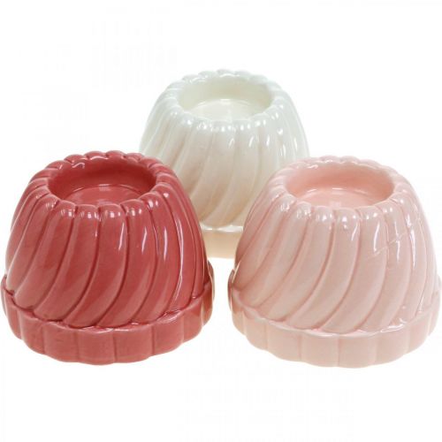 Floristik24 Gugelhupf teevalaisimen pidike, pöydän koriste, kynttilänpidike leivonta-astia, koristeellinen kakku H7cm 3kpl.