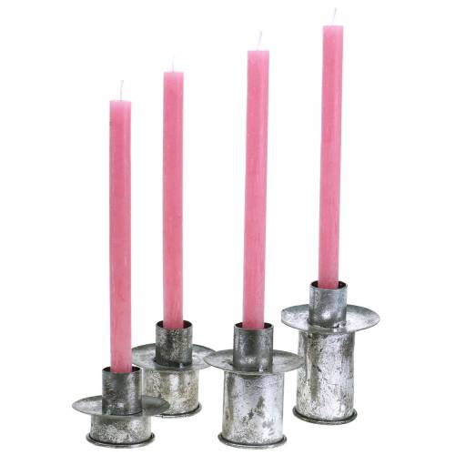 kohteita Step kynttilänjalka setti hopea antiikki Ø9,5-10,5cm H7-14cm 4kpl