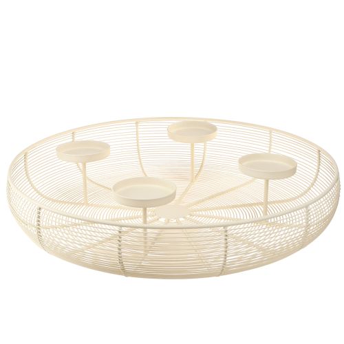 Kynttiläkulho kynttilänjalka 4 pylvään kynttilää kermanvärinen Ø45cm