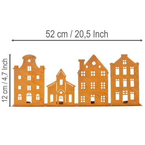 Kynttilänjalka Jouluvalot Koriste Talot Ruoste 52×12cm | Floristik24.fi