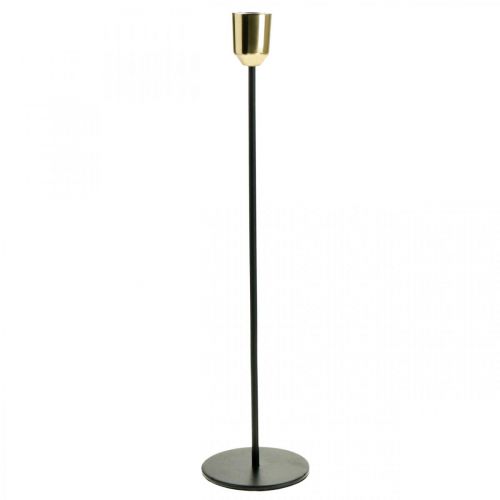 Kynttilänjalka, metallinen kynttilänpidin, kultainen/musta H33,5cm Ø2,2cm
