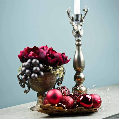 Floristik24 Kynttilänjalka peuranpää hopea antiikki Ø13cm K40cm