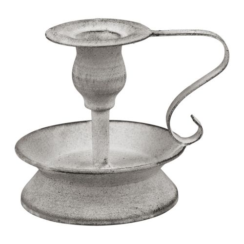 Kynttilänjalka metallisen kynttilänjalan kahva valkoinen harmaa 12,5cm