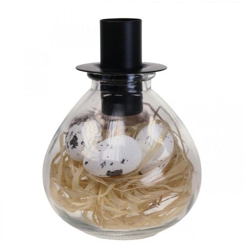 Floristik24 Kynttilänjalka Musta Kynttilänjalka Lasi Pääsiäiskoristeet H11cm