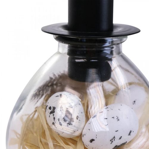 Floristik24 Kynttilänjalka Musta Kynttilänjalka Lasi Pääsiäiskoristeet H11cm