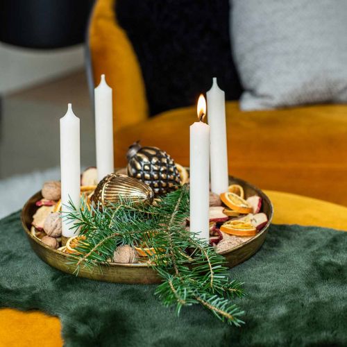 Floristik24 Kynttilälautanen, Adventtiseppelekulho, Joulukoristeet kultainen antiikkilook Ø30cm