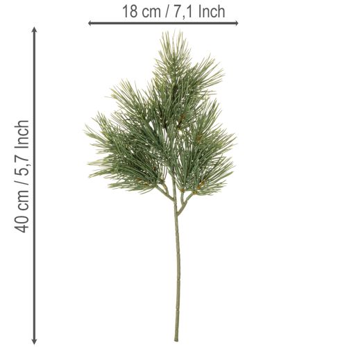 Keinotekoinen männynoksa talvikoristeisiin, 40 cm, 4 kpl | Floristik24.fi