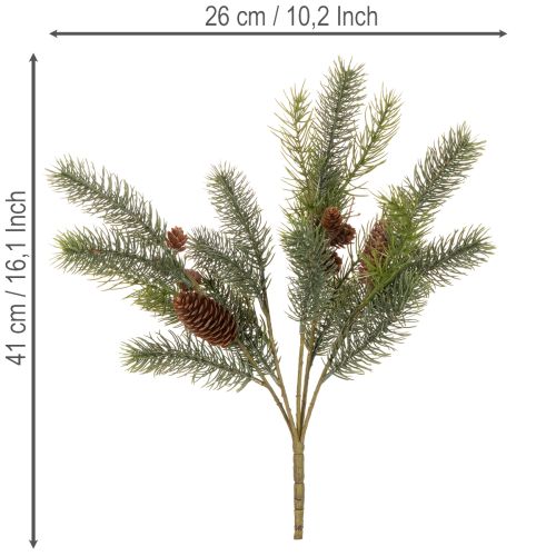 Keinotekoinen kuusenoksa kartiokoristeella, 41cm | Floristik24.fi