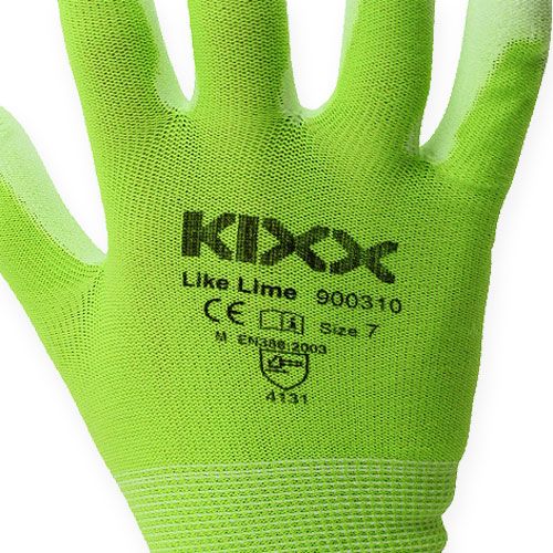 kohteita Kixx nylon puutarhahanskat koko 8 vaaleanvihreä, lime