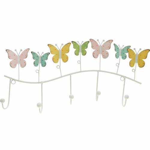 Floristik24 Kevätkoriste, koukkukisko perhosilla, metallikoriste, koristeellinen vaateteline 36cm