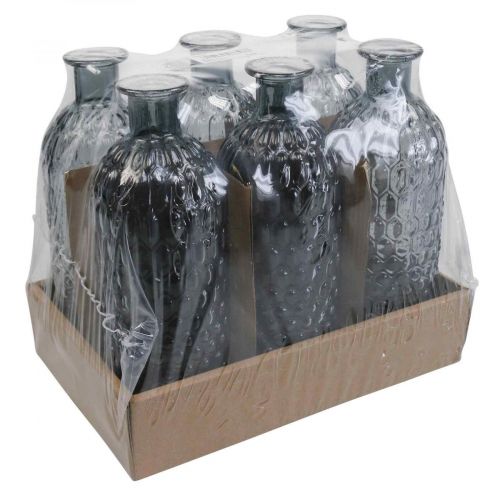 Floristik24 Pieni lasimaljakko maljakko hunajakennolasi sininen harmaa K20cm 6kpl