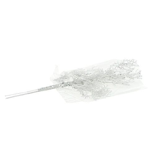 Floristik24 Korallihaara kiillevalkoisella L32cm 3kpl