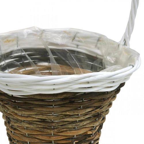 Kahvakori, luonnonkori istutukseen, kukkakori pyöreä luonnollinen, valkoinen K49cm Ø23,5cm