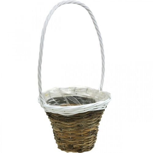 Kahvakori, luonnonkori istutukseen, kukkakori pyöreä luonnollinen, valkoinen K49cm Ø23,5cm
