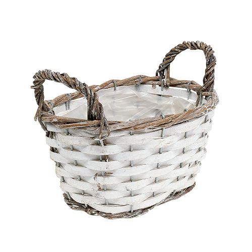 Floristik24 Kori kahvoilla soikea luonnonvalkoinen, valkoinen 20 x 14cm