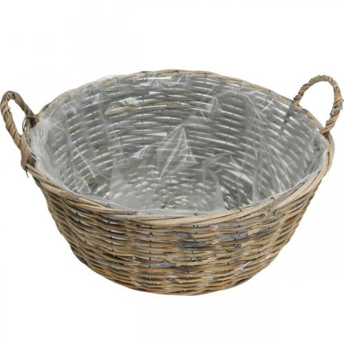 kohteita Kädensijainen kori, punottu puuastia, kasvikulho luonnollinen, valkoinen pesty K18,5cm Ø51cm