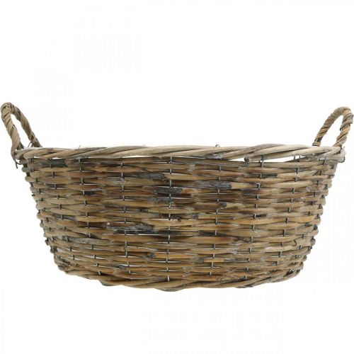 kohteita Kädensijainen kori, punottu puuastia, kasvikulho luonnollinen, valkoinen pesty K18,5cm Ø51cm