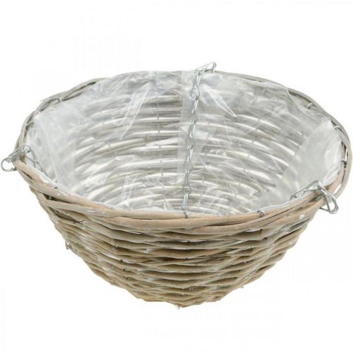 Floristik24 Kasvikulho ripustukseen, punottu ripustuskori luonnollinen, pesty valkoinen K15cm Ø30cm