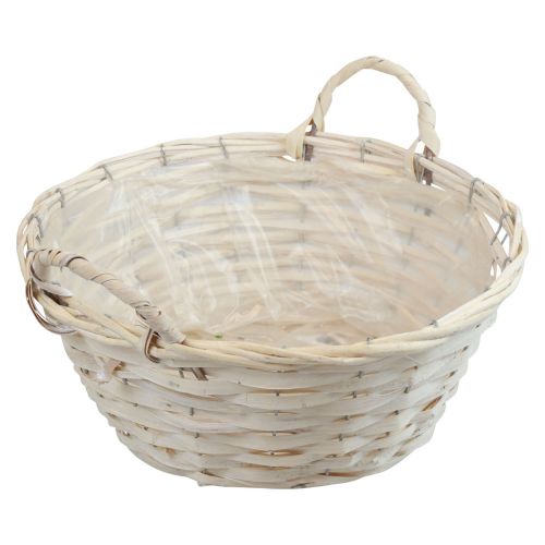 Kädensijainen kori Hakekori kasvikori valkaistu Ø35cm K15cm