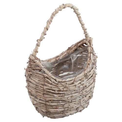 Kädensijainen kori kori, pesty valkoinen 18×11×11cm