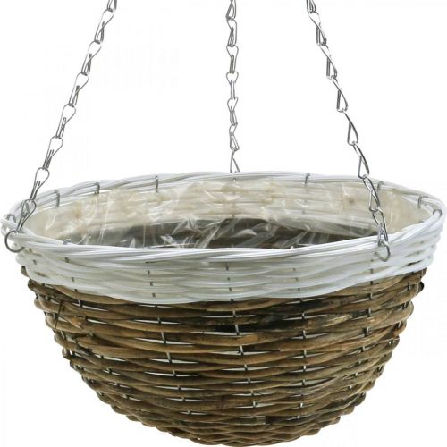 Kasvikulho, riippukori, riippukori luonnollinen, valkoinen Ø35cm