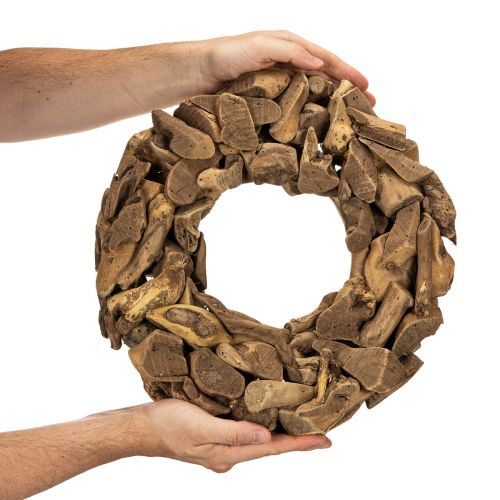 Koristeellinen seppele luonnonpuupaloista, pyöreä, 35 cm | Floristik24.fi