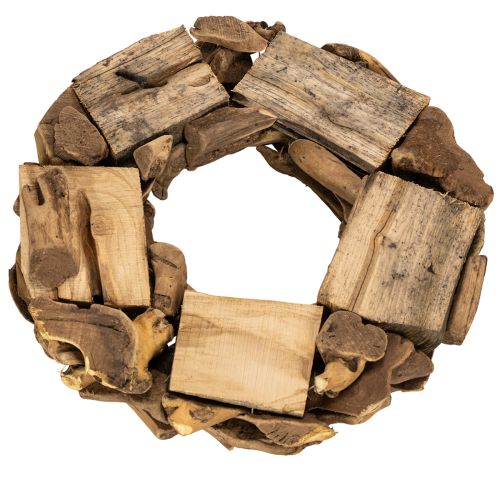 Koristeellinen seppele luonnonpuupaloista, pyöreä, 35 cm | Floristik24.fi