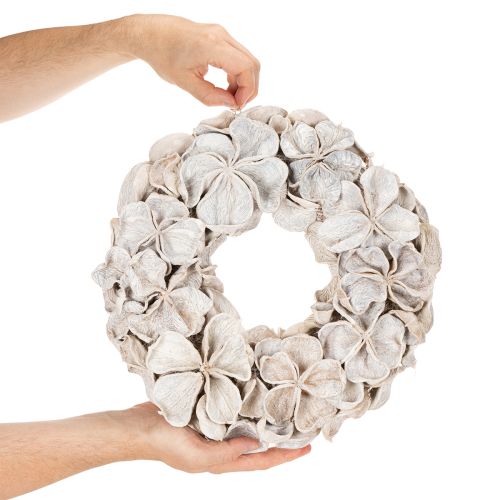Kranssi lootuskukilla, luonnonkoriste, kuivakukat, 35cm | Floristik24.fi