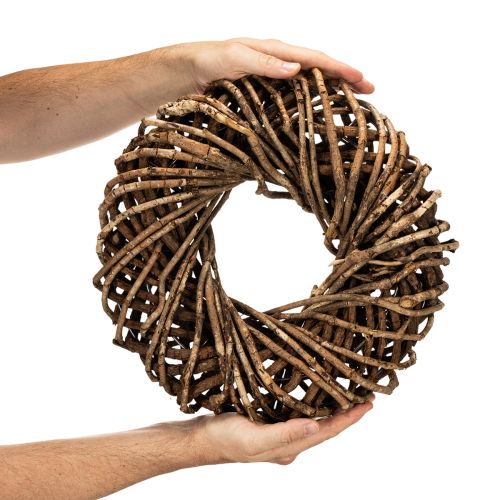 Luonnonoksista tehty pyöreä rottinkikranssi askarteluun, 35 cm | Floristik24.fi