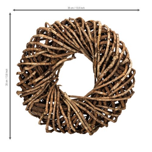 Luonnonoksista tehty pyöreä rottinkikranssi askarteluun, 35 cm | Floristik24.fi