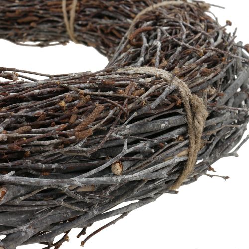 Floristik24 Harjaspuun seppele Ø49cm pesty valkoisena