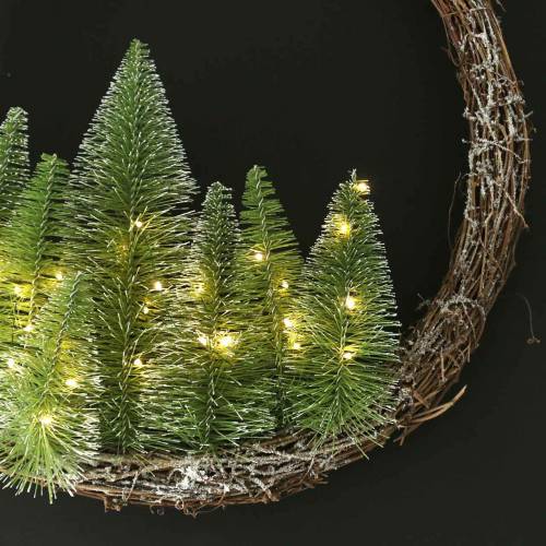 Floristik24 Jouluseppele kuusella ja LED Ø48cm lumenvihreä, ruskea