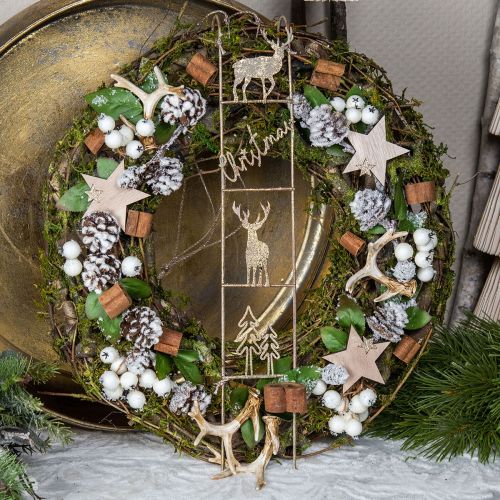 Floristik24 Seppele luonnollinen seppele puinen seppele oksat sammal glitter Ø40cm