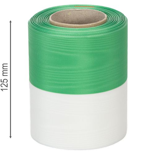 kohteita Moiré-seppelenauha 125 mm x 25 m vihreänä ja valkoisena, taftista kudottu nauha, kansallisnauha, koristenauha