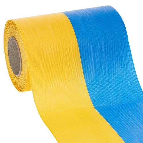 kohteita Moiré-seppelenauhat 150 mm sinisenä ja keltaisena - ensiluokkainen suru- ja koristenauha juhliin, rusettinauha